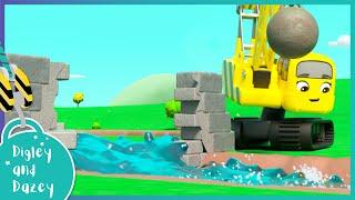  Blockage in the Trench | Digley and Dazey | Construction Truck Cartoons for Kids