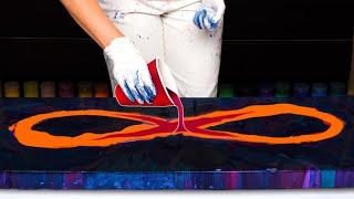 HUGE & Striking 3D Infinity Flow on Contrasting Base Amazing Acrylic Pouring ~ Abstract 3D Art