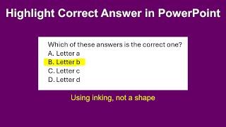 Highlight correct answer for a multiple-choice question in PowerPoint; Step-by-step tutorial