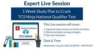 TCS Ninja Preparation - 1 Week Study Plan for TCS Ninja Recruitment