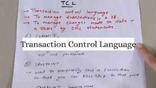 TCL- TRANSACTION CONTROL LANGUAGE