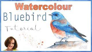 Bluebird Watercolor Tutorial // How to paint a bird in watercolour