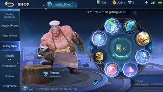 Franco Special Skin Masterchef in Lucky Spin - Mobile Legends