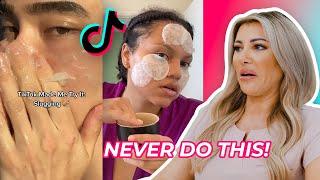 Aesthetic Nurse Reacts To Viral TikTok Skincare Hacks | Don't Ever Do This!