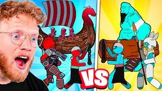 RED vs BLUE Stick Figure BATTLE! (VIKING GODS)