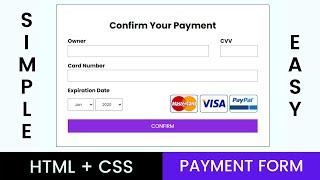 How To Make Simple Payment Page Using HTML & CSS | HTML CSS Tutorial For Beginners