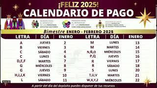 Calendario de pagos Pensión Bienestar 2025