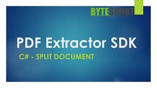 PDF Extractor SDK - C# - Split Document