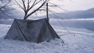 Hot Tent Camping in the Snow by the Lakeside | Ep.4