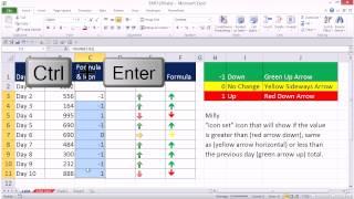 Excel Magic Trick 1204: Conditional Formatting For Day’s Change: Up & Down Icon Arrows