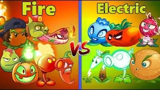 Plants Vs. Zombies 2 FIRE Vs. ELECTRIC Team Plants Who Win? In PVZ 2