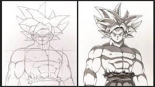 Cara Menggambar Goku Ultra Instinct - Dragon Ball Super | Anime Drawing - Step by Step