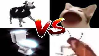 Polish Cow vs Spinning Cockroach vs Polish Toilet vs Pop Cat FATAL FOURWAY Meme Fight in 360°/VR