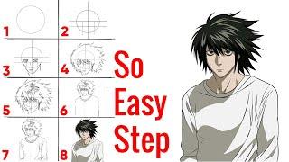 How to Draw L Death Note Easy Step by Step - My Brilliant Art