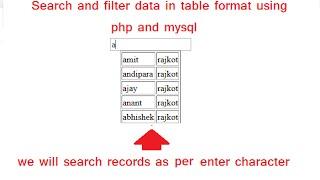 search and filter data in html table using php and mysql