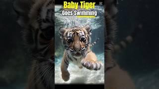 Baby Tiger Cub Goes Swimming #shorts #cute #animals #ai #tiger