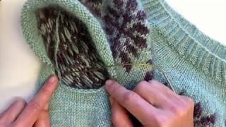 Picking up stitches for a sleeve in a top down sweater - Knitting tutorial
