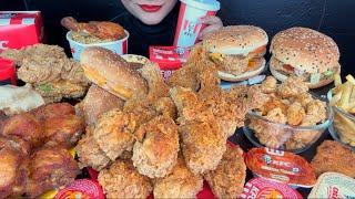 ASMR EATING KFC FRIED CHICKEN,KFC BURGER,DOUBLE DOWN,GRILLED CHICKEN,