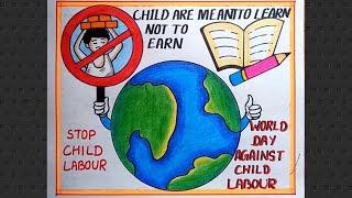 World Day Against Child Labour Poster Drawing/ Stop Child Labour Drawing/ Child Labour Poster Easy