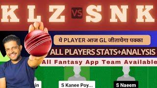 KLZ VS SNK | KLZ VS SNK DREAM11 TEAM PREDICTION | KLZ VS SNK DREAM11 #dream11prediction #dream11