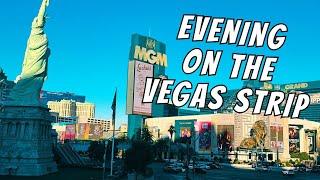 Sunday Evening Walk Las Vegas Strip Park MGM Hotel, Eataly, New York New York & More