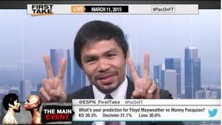 Manny Pacquiao Disrespects Floyd Mayweather on ESPN before the Mayweather Fight-Full Crazy Interview