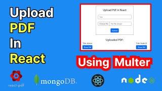 How to upload PDF files in React js Node js Mongo Db using Multer | Upload files with multer Node js