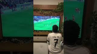 Vini Jr reaction after Mbappe missed a penalty against Liverpool #mbappe #football #vinicius #real