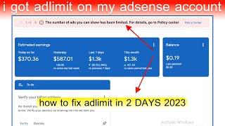 how to fix adlimit on adsense 2023 | Real way to remove adlimit on adsense in 2023