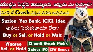 War Alert High Waaree Energies Sell or Hold 🟢Suzlon Yes  🟢ICICI Idea 🟢 Stock Market Telugu