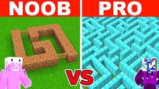 NOOB Vs PRO: GIANT MINECRAFT MAZE BUILD CHALLENGE!