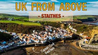 HIDDEN GEM on the English Coast - STAITHES, Drone Footage 4K