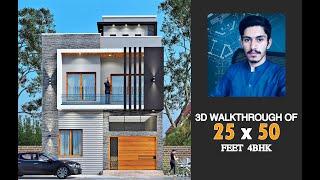 25x50 House Design 3D | 1125 Sqft | 4 BHK | Modern Design | Terrace Garden | 8x14 Meters