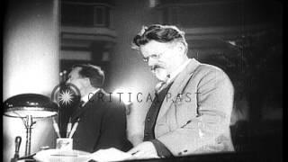 Mikhail Ivanovich Kalinin addresses Soviet World Congress in Moscow. HD Stock Footage