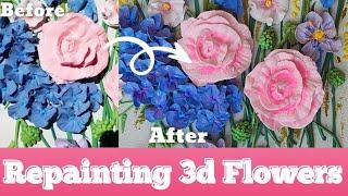 How to retouch and detail thick acrylic paint flowers!