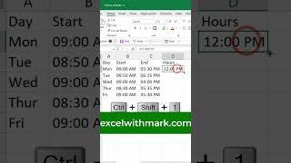 Calculate Hours Worked #excel #exceltips #exceltutorial