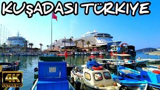 KUŞADASI AYDIN TÜRKIYE WALKING TOUR | BAYRAM TATIL 2023 | SUMMER WALK | 4k UHD 60fps