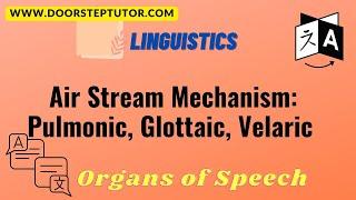 Air Stream Mechanism: Pulmonic, Glottaic, Velaric | Organs of Speech | Linguistics