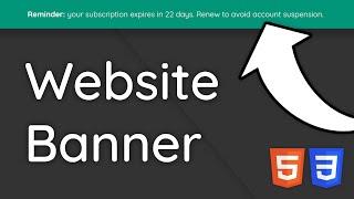 How To Create A Top Banner For Websites - HTML & CSS Tutorial For Beginners