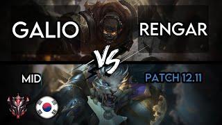 Galio Mid vs Rengar - KR Grandmaster Tier - Patch 12.12 - High KDA