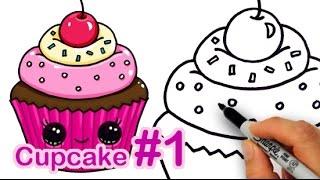 How to Draw a CUTE Cupcake #1 step by step Easy Sweet dessert