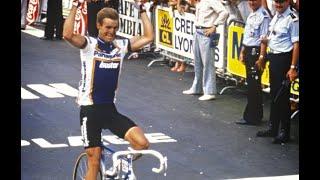 Tour 1987 Etapa 13 Bayonne-Pau Victoria de Erik Breukink . Mottet lider. Lucho Herrera protagonista