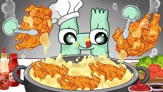 ASMR Mukbang | Alphabet Lore H Cooking Korean Street Food: Fried Chicken | Cartoon Animation