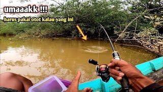 MANCING IKAN !! ganas nya tarikan ikan besar joran sampai melengkung hebat