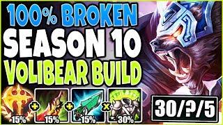 VOLIBEAR SEASON 10 100% BROKEN BUILD  30 KILLS 100% HEAL 400AD! Top Volibear vs Darius s10 Gameplay