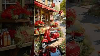 Red moped ️️#shopping #travel #village #travel