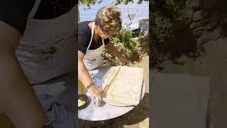 Traditional tsouknidopita pie on Evia Island, Greece