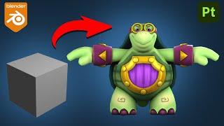 Game Ready stylized Turtle Low poly Character creation | Time-lapse