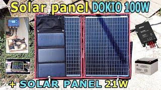 100W Foldable Solar Panel DOKIO + 21W Solar Charger – Top Choice for Camping & Off-Grid Life!