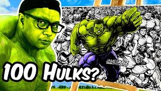 Drawing 100 HULKS in 24 HOURS - and I TURN INTO THE HULK???